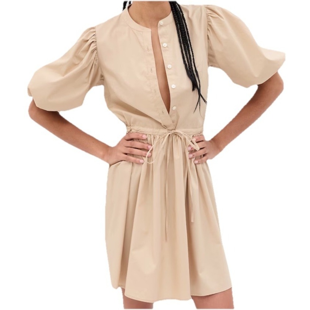 Gap Balloon Sleeve Mini‎ Dress Khaki Women's Size XL